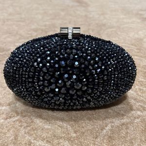 Navy blue beaded clutch